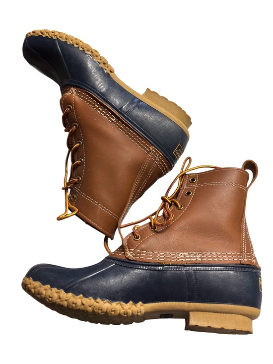 L.L. Bean Shoes - Ends 8/1 L.L. Bean Brown Leather Navy Rubber Duck Boots 9